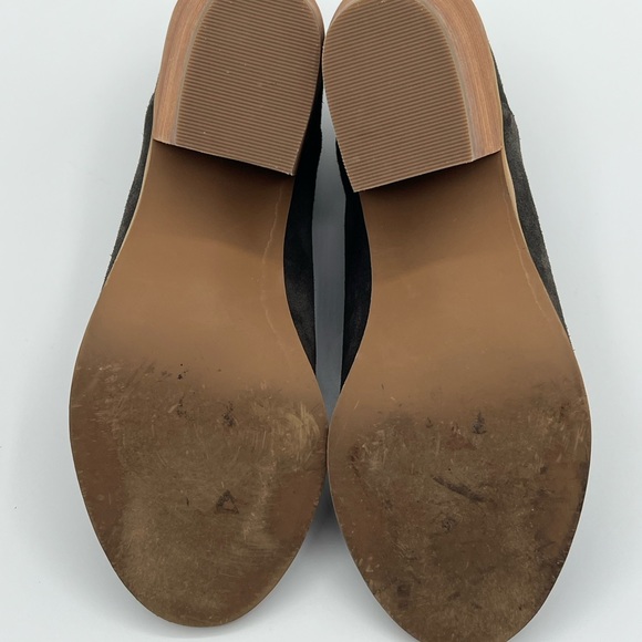 Susina Women’s Carina Lea Olive Suede Open Toe Heel Booties - Size 10 - Picture 10 of 11